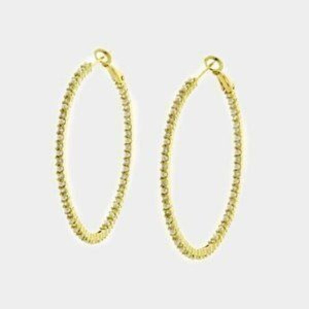 NEW 18K Gold Hoop Earring Pave CZ Pearls NWT